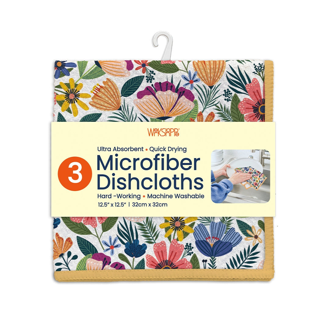 field of flowers dish cloth set folded in its packaging