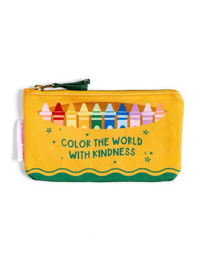 Color the World With Kindness Canvas Pouch on a white background