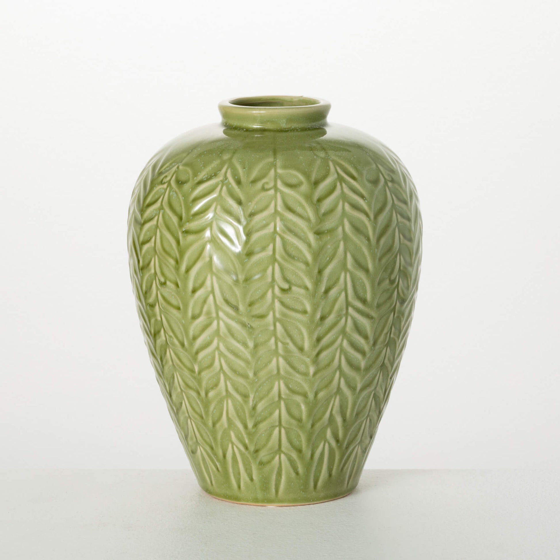 Textured Leaf Vase shown on a white background