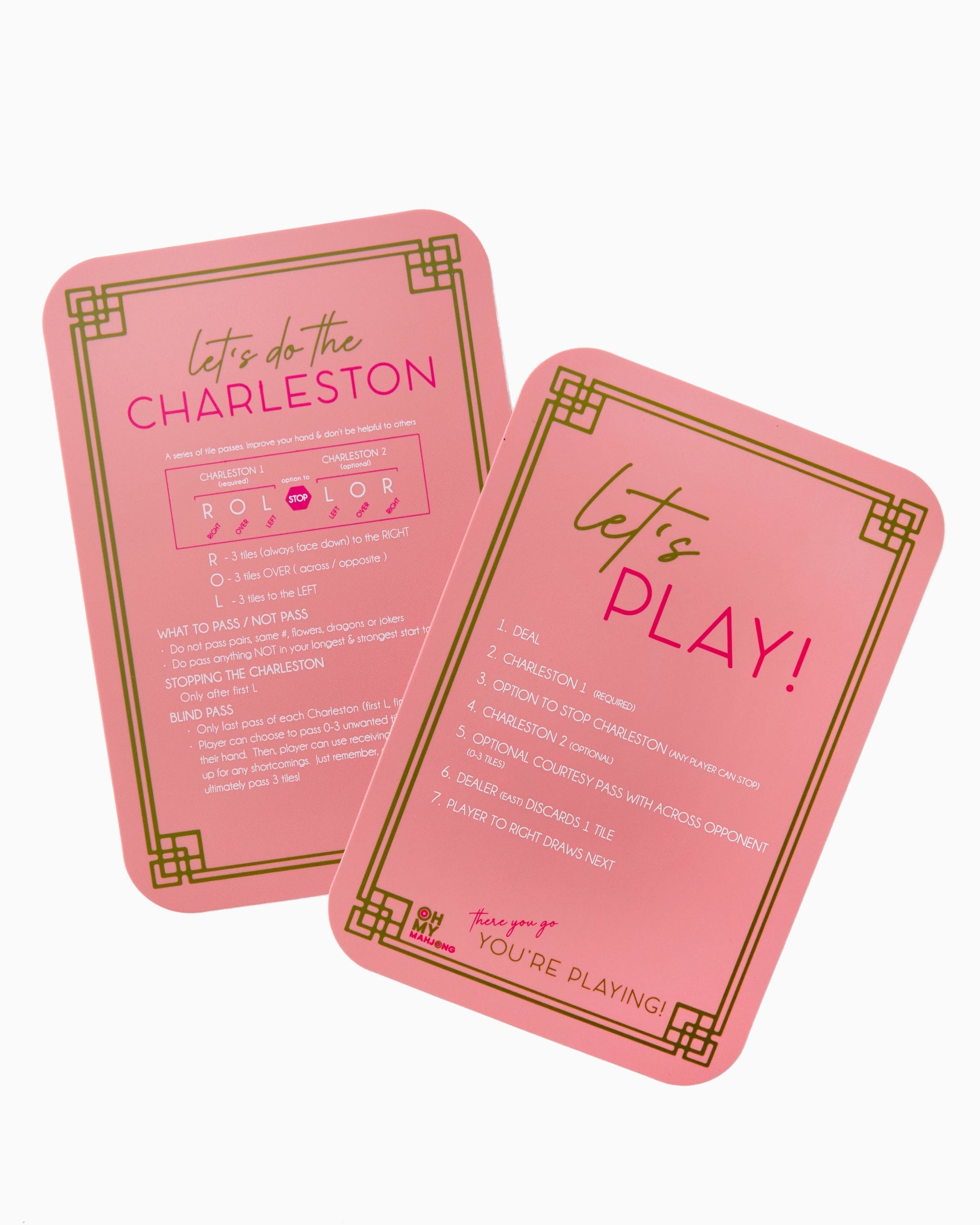 front side of coral shuffler cards