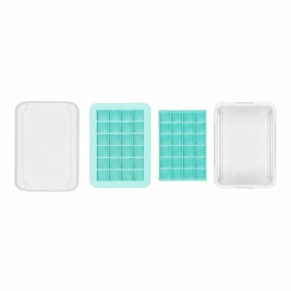 parts of the Silicone Ice Cube Tray arranged on a white background