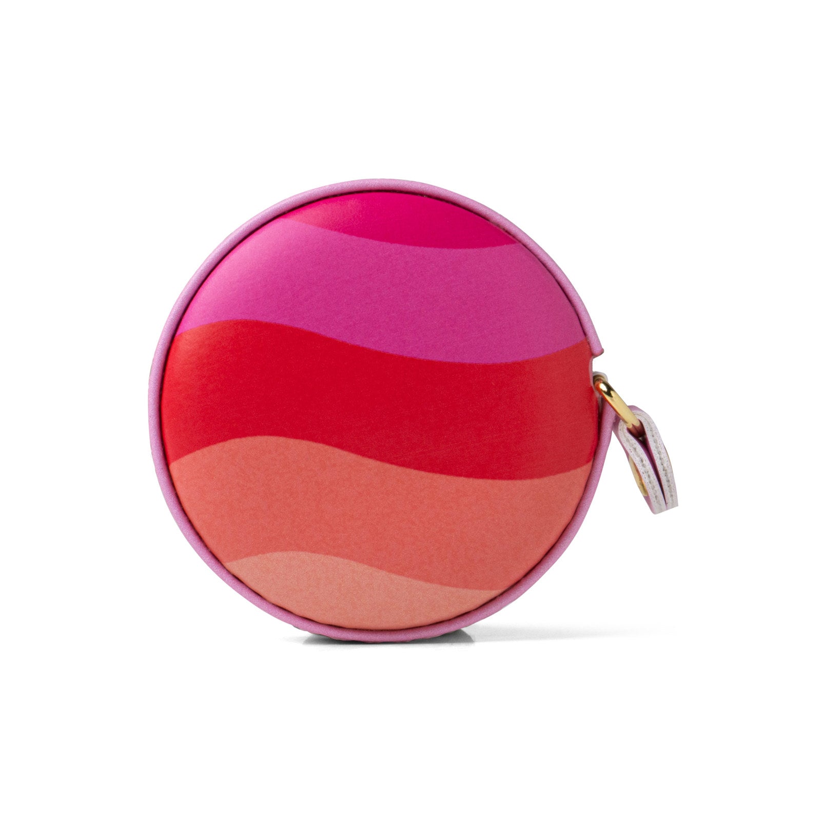 round Mini Tape Measure with design of wavy pink and orange lines