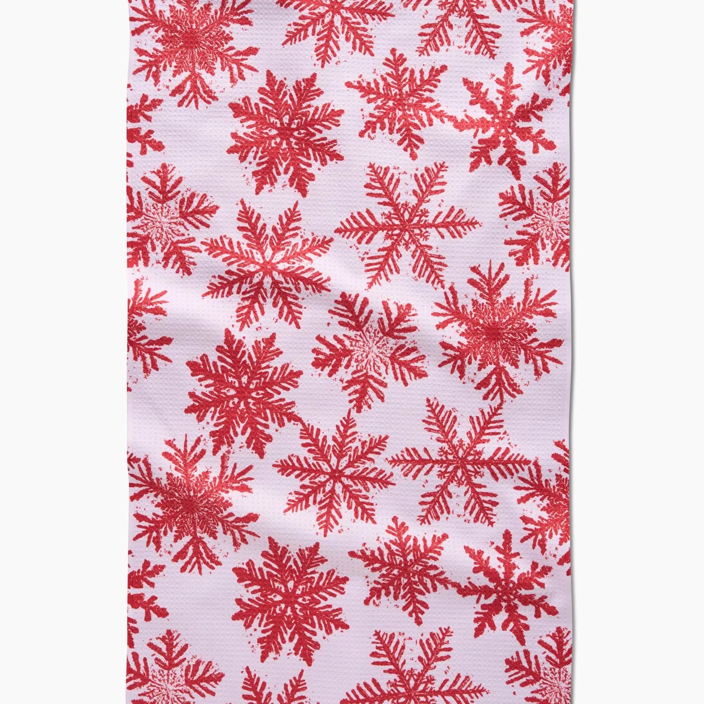 white towel with red snowflakes Snowy Days Tea Towel