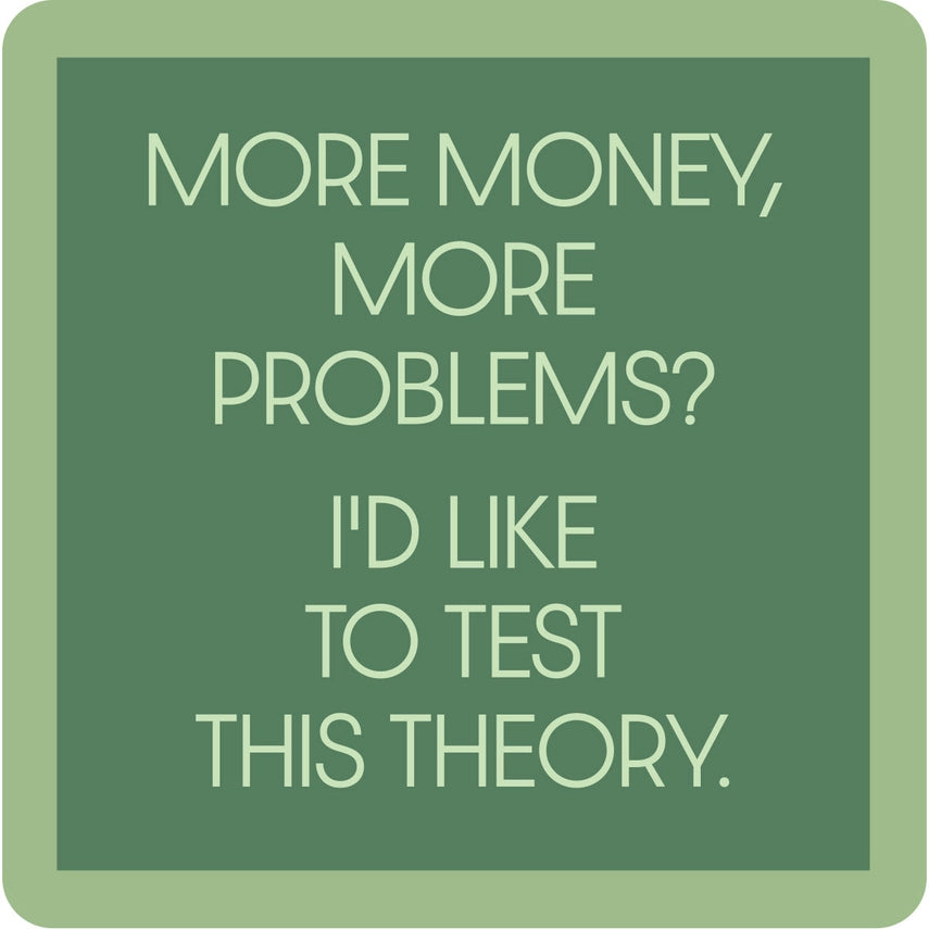 green coaster with a light green boarder and light green text in the middle