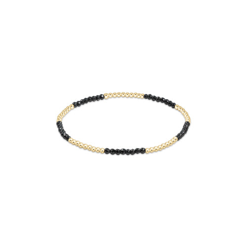 Gold Blissful Pattern Bead Bracelet with Faceted Hematite
