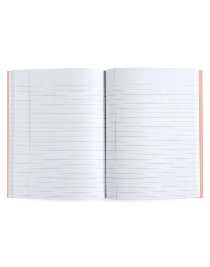 notebook opened to show the lined pages