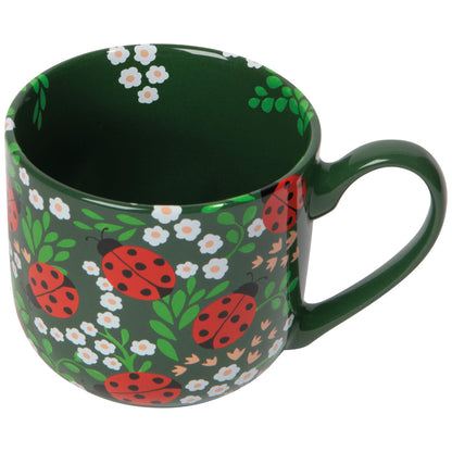 angled view of ladybug mug