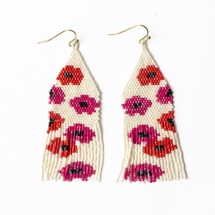 delilah poppies beaded fringe earrings