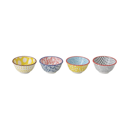 4 assorted pinch bowls on a white background.