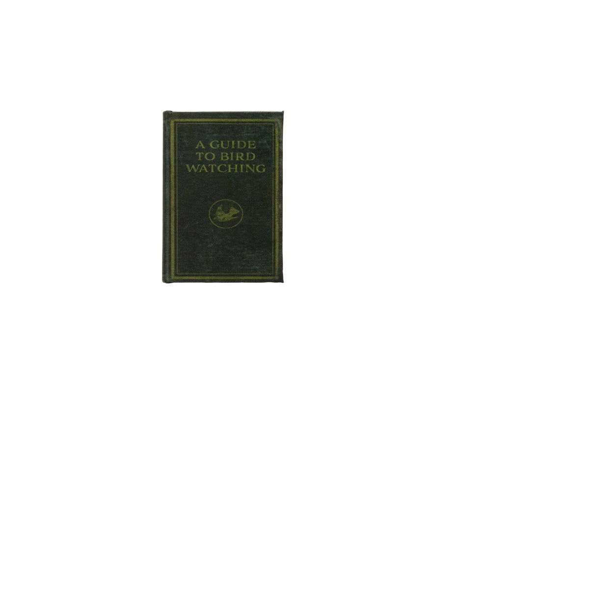 black book box titled 'a  guide to bird watching' with a small image of a bird on it