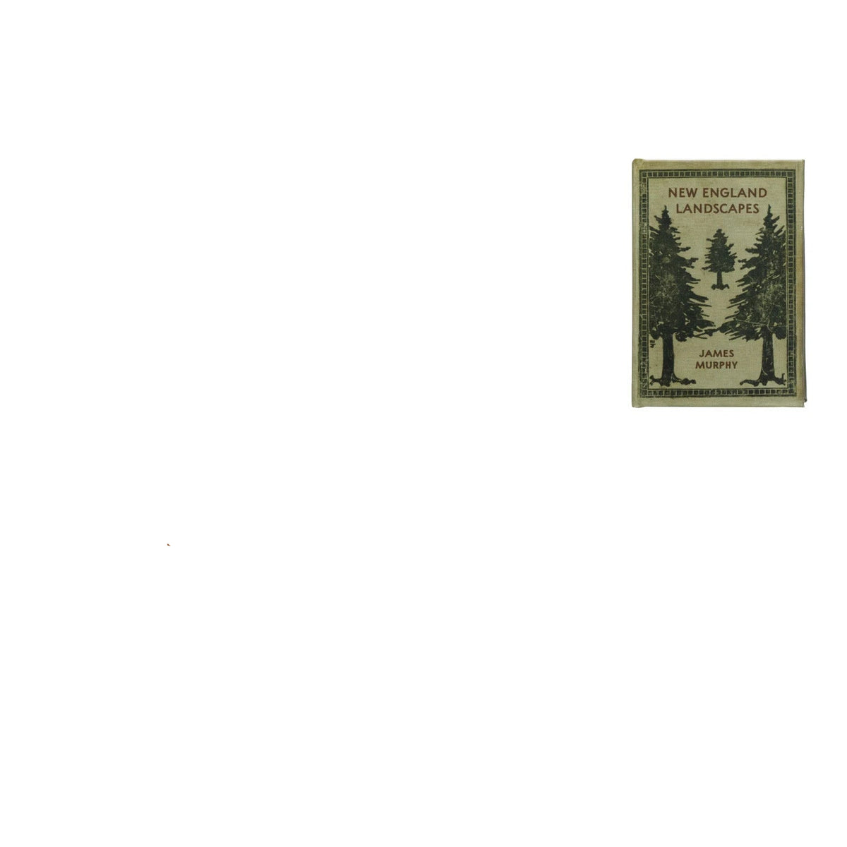 tan book box titled 'new england landscapes' with images of pine tree on it