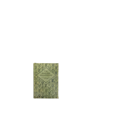 green book box titled 'the garden guidebook' with a botanical design on the cover
