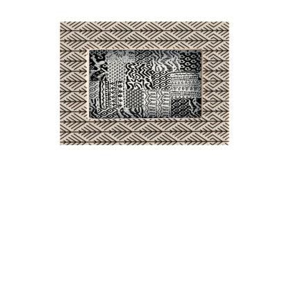 cream colored rectangle frame with black hash mark design