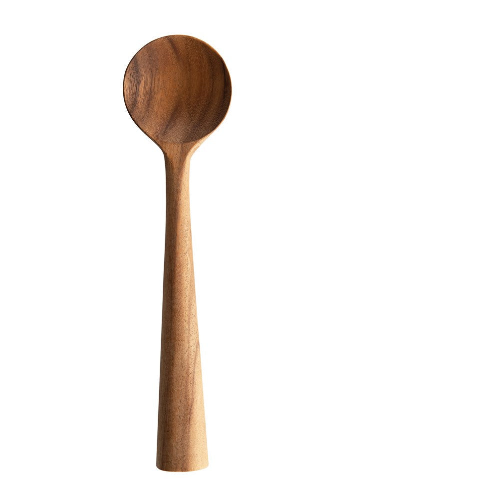 hand carved acacia wood standing round spoon