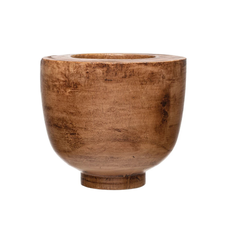 wooden bowl on a white background.