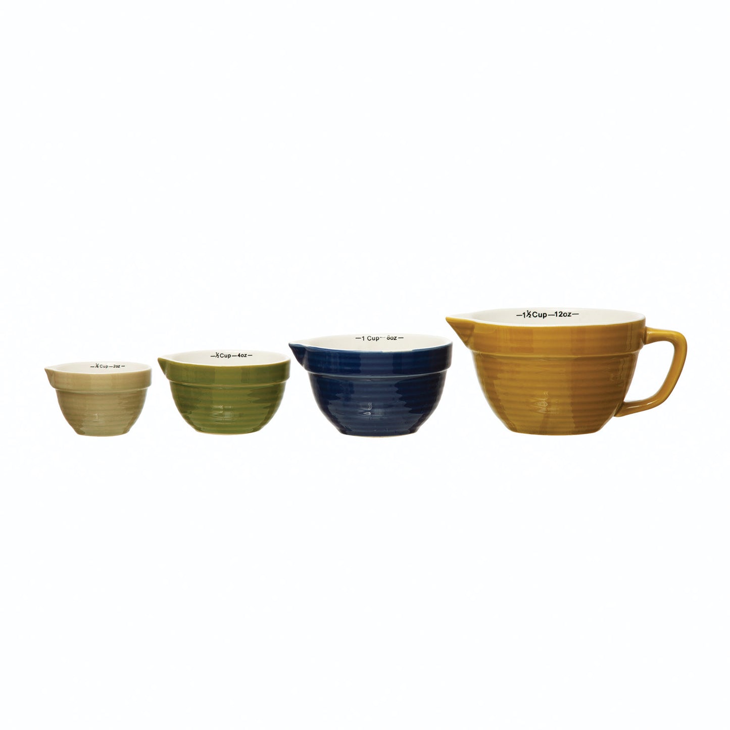 Creative Co-op - Stoneware Batter Bowl Measuring Cups, Bold Colors