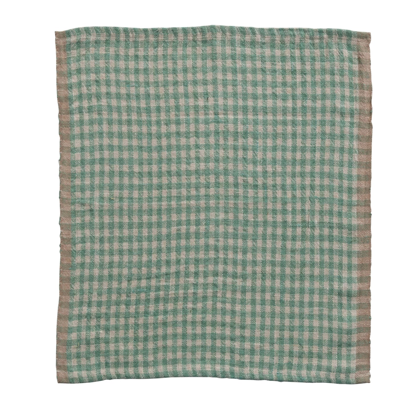 aqua linen napkin laying flat on a white background