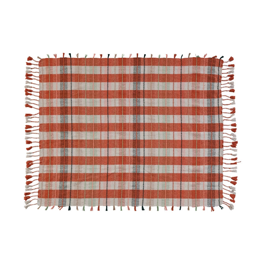 plaid Throw displayed laying flat on a white background