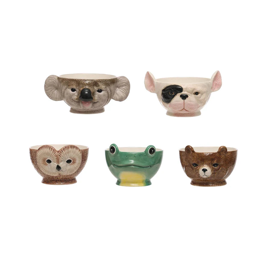 Animal Shaped Bowls in 2 rows on a  white background