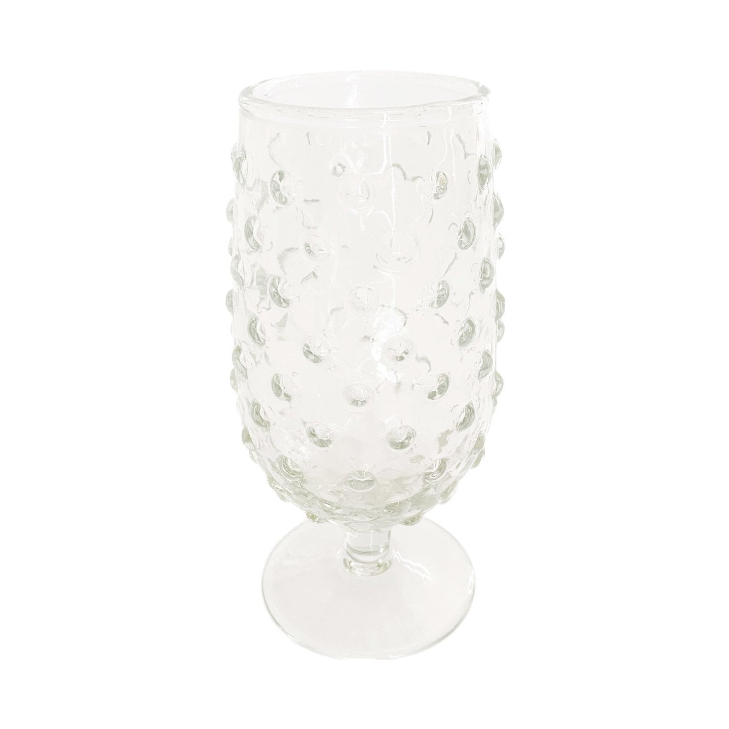 Recycled Glass Hobnail Stemmed Drinking Glass shown on a white background