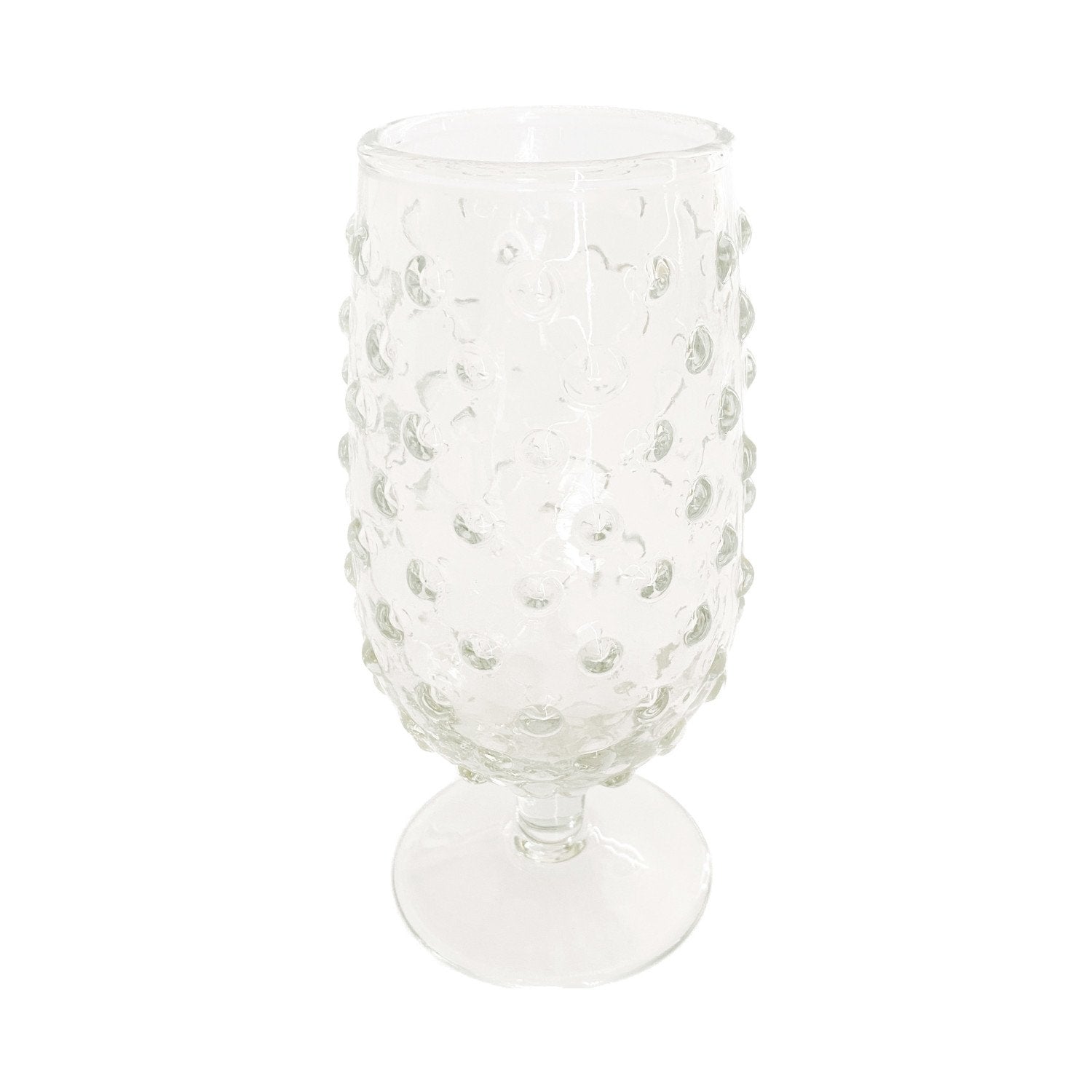 Recycled Glass Hobnail Stemmed Drinking Glass shown on a white background