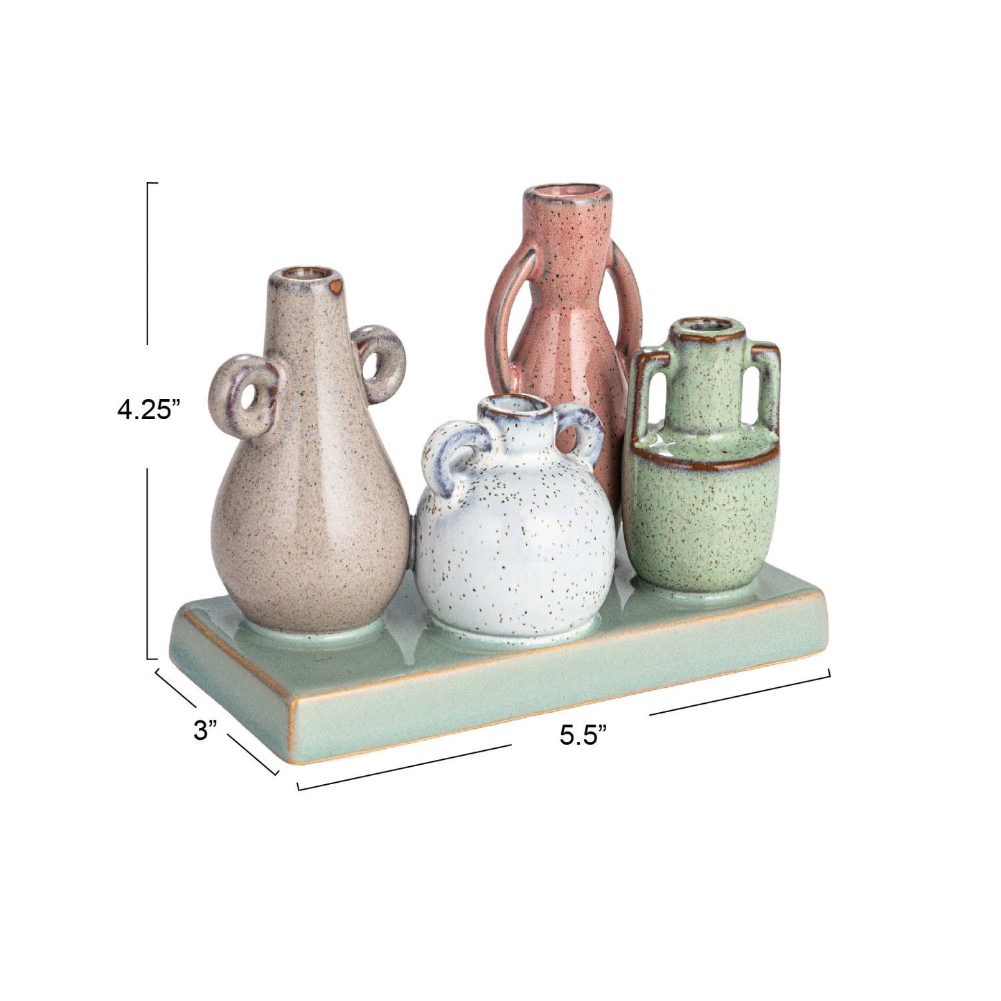 Vases on Base with measurments.