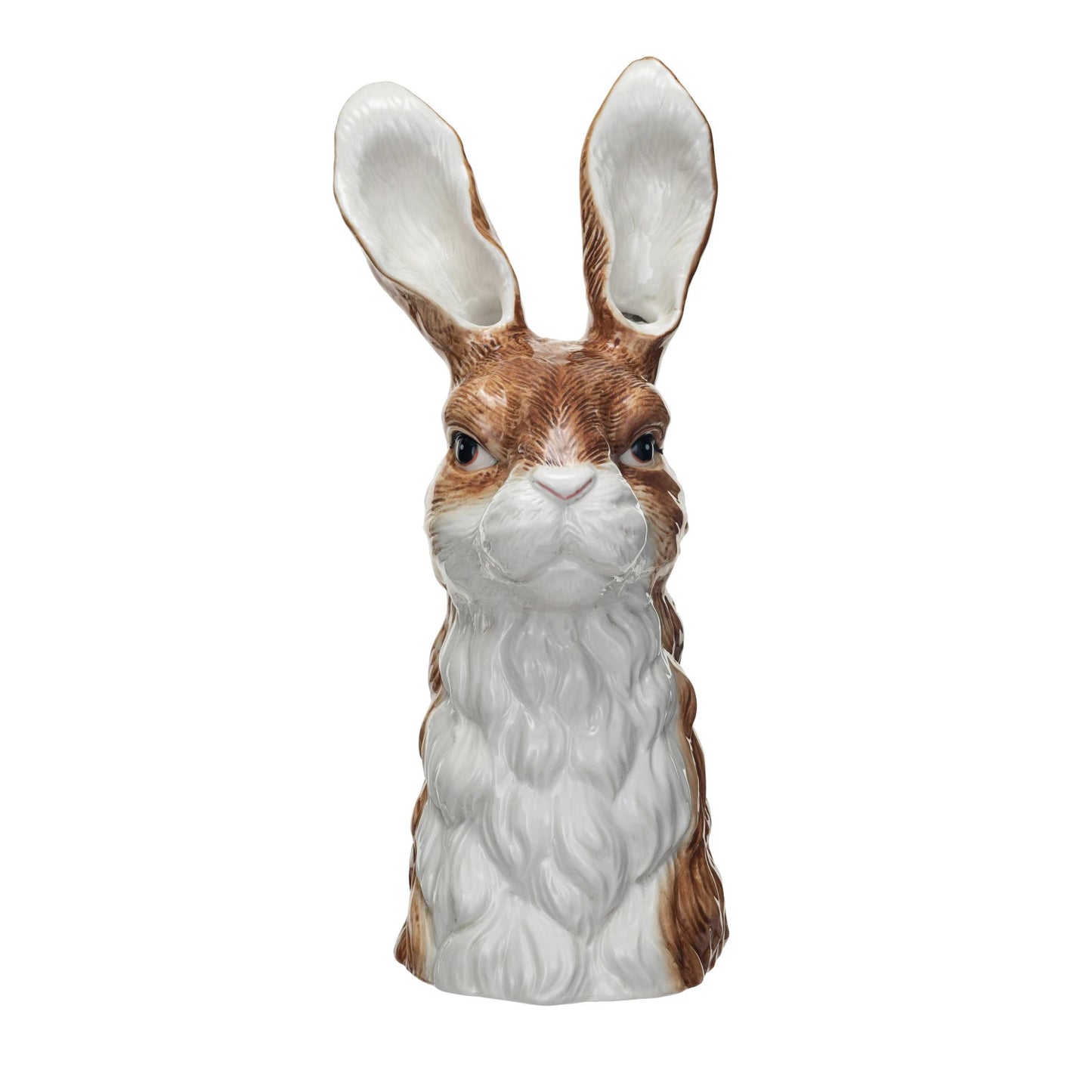 Ceramic rabbit-shaped vase on a white background