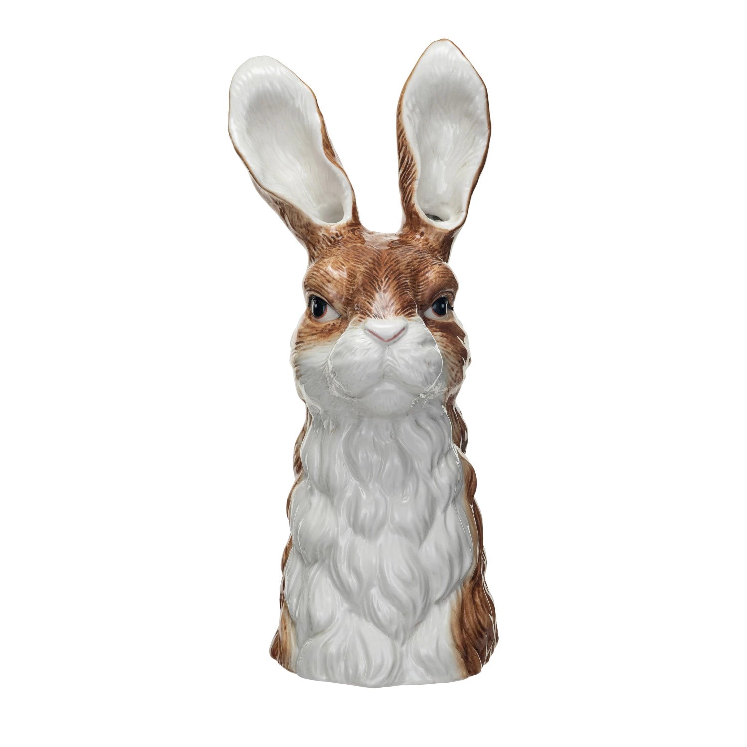 Ceramic rabbit-shaped vase on a white background