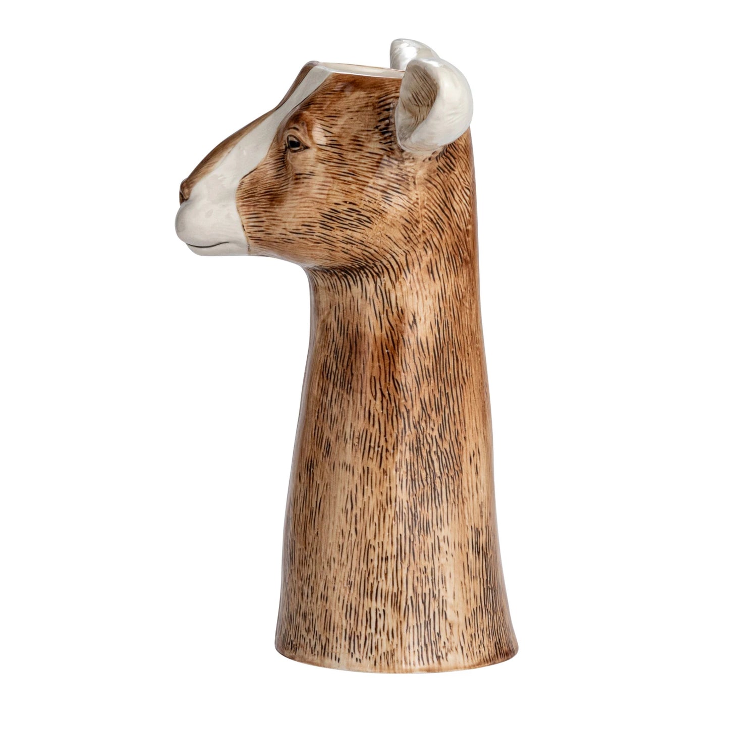 side view of goat vase
