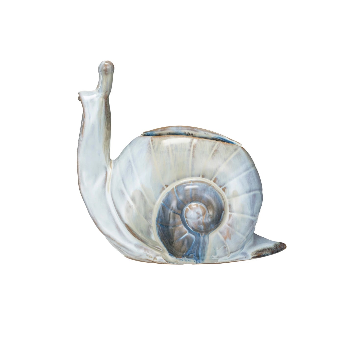 snail shaped planter shown on a white background