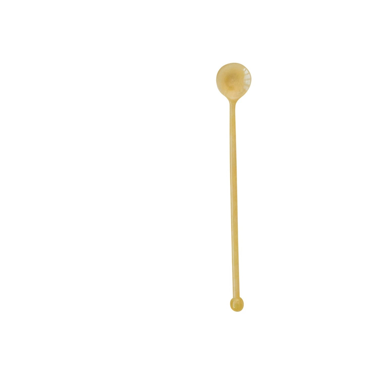 yellow long spoon shown on a white background