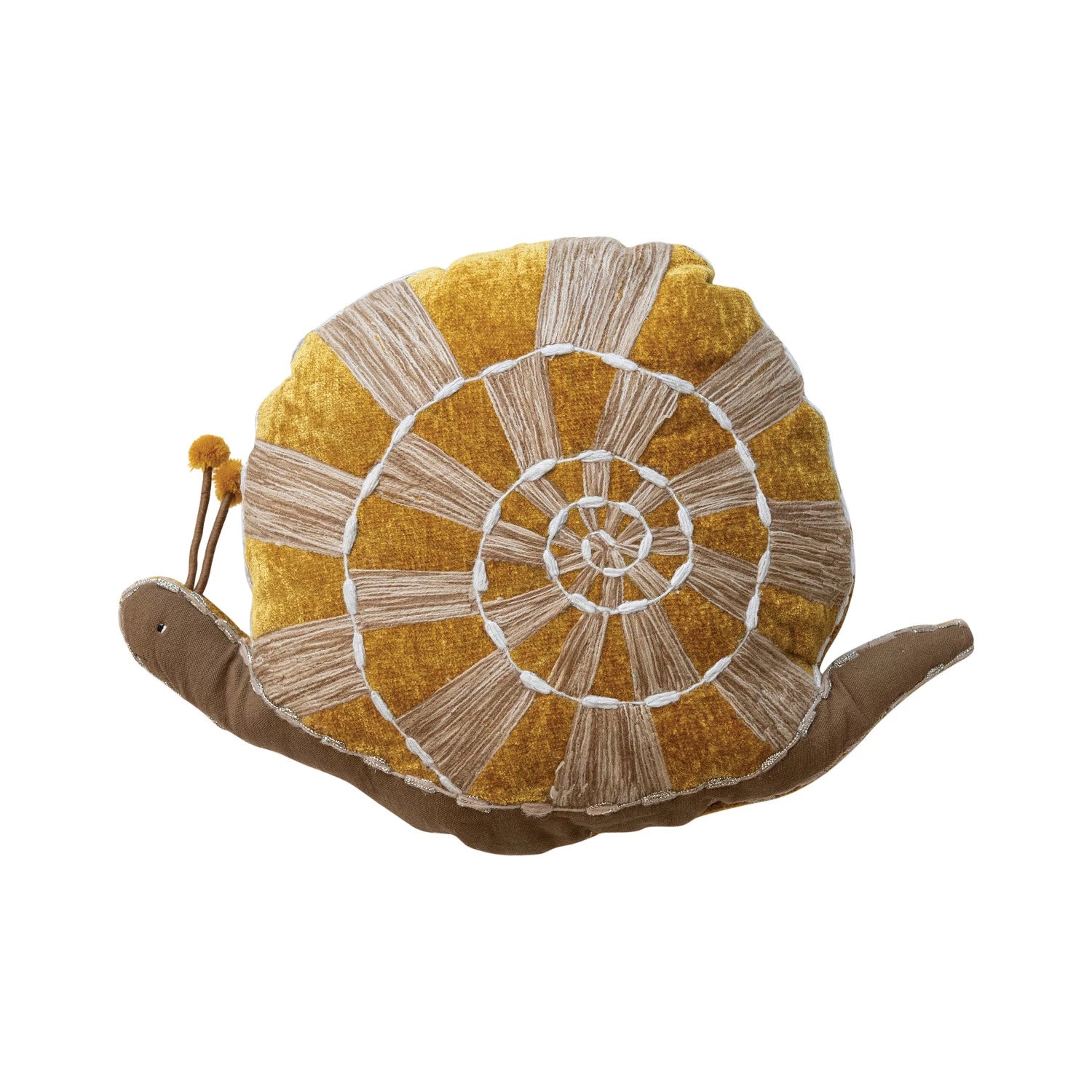 snail shaped pillow on a white background.