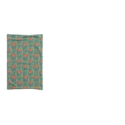 green dishtowel with coral floral design