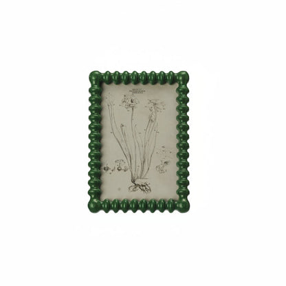 green spindle frame with image in a botanical study in it