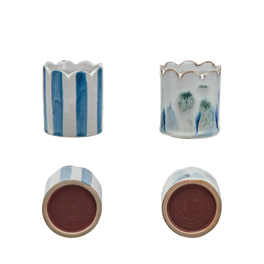 2 styles of blue and white match holder