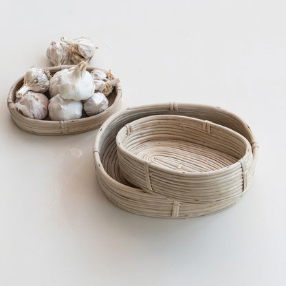 3 oval baskets on a decorated setting
