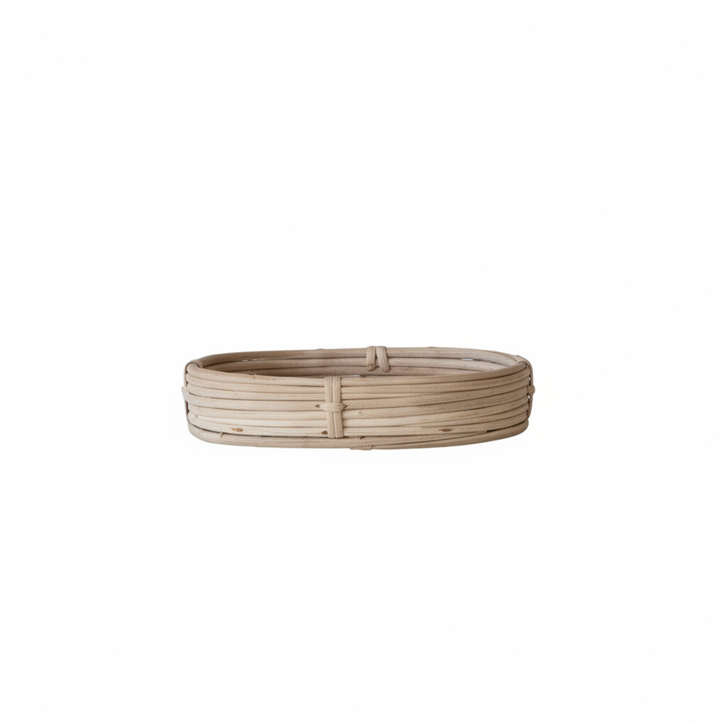 small oval basket shown on a white background