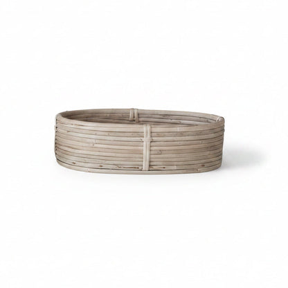 large oval basket shown on a white background