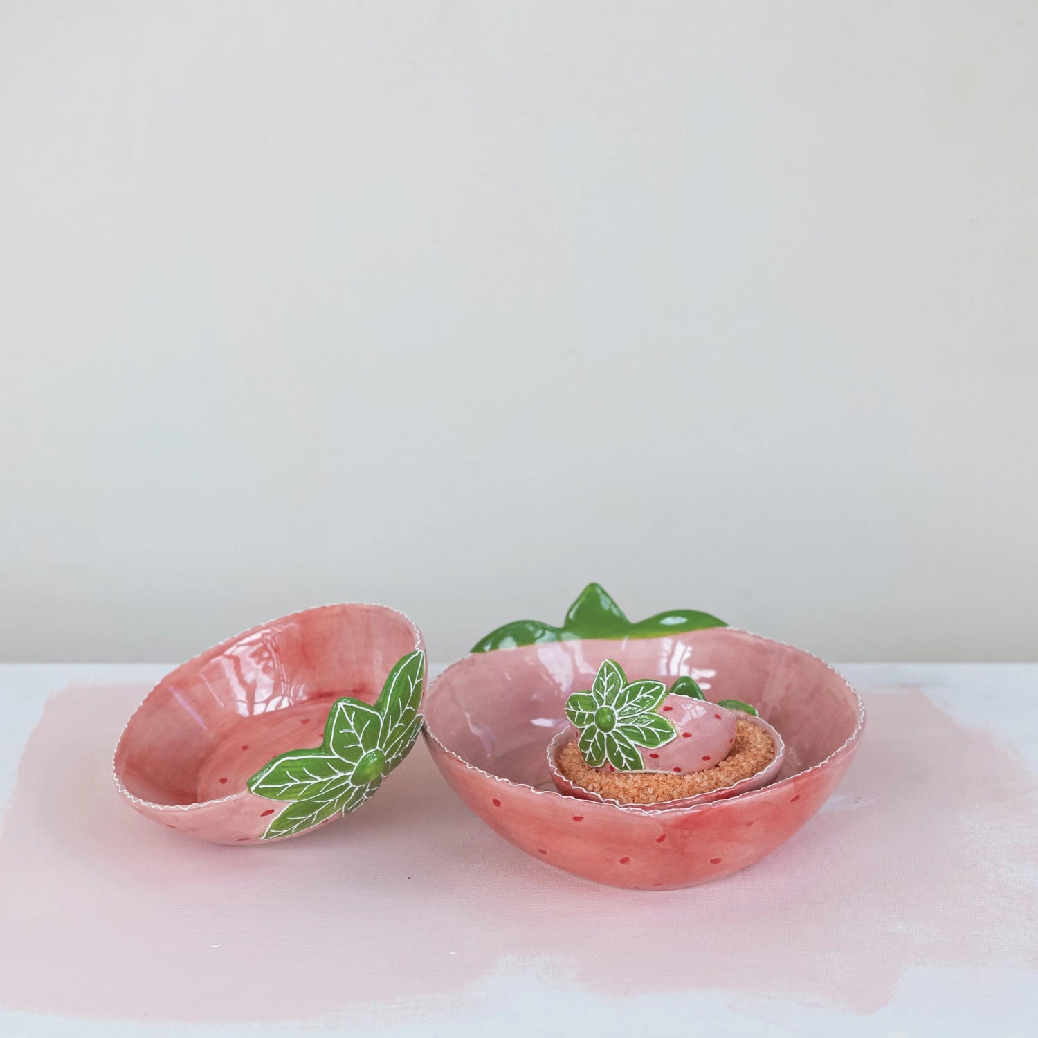 Creative Co-op - Hand-Painted Stoneware Strawberry Bowl Small