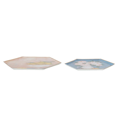 side view of enameled metal trays