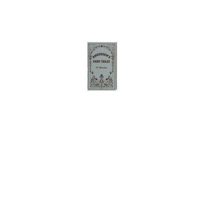 small blue book box with title 'anderson's fairy tales' and flourished artwork