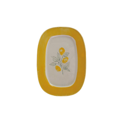 Stoneware Plate with Lemons shown on a white background