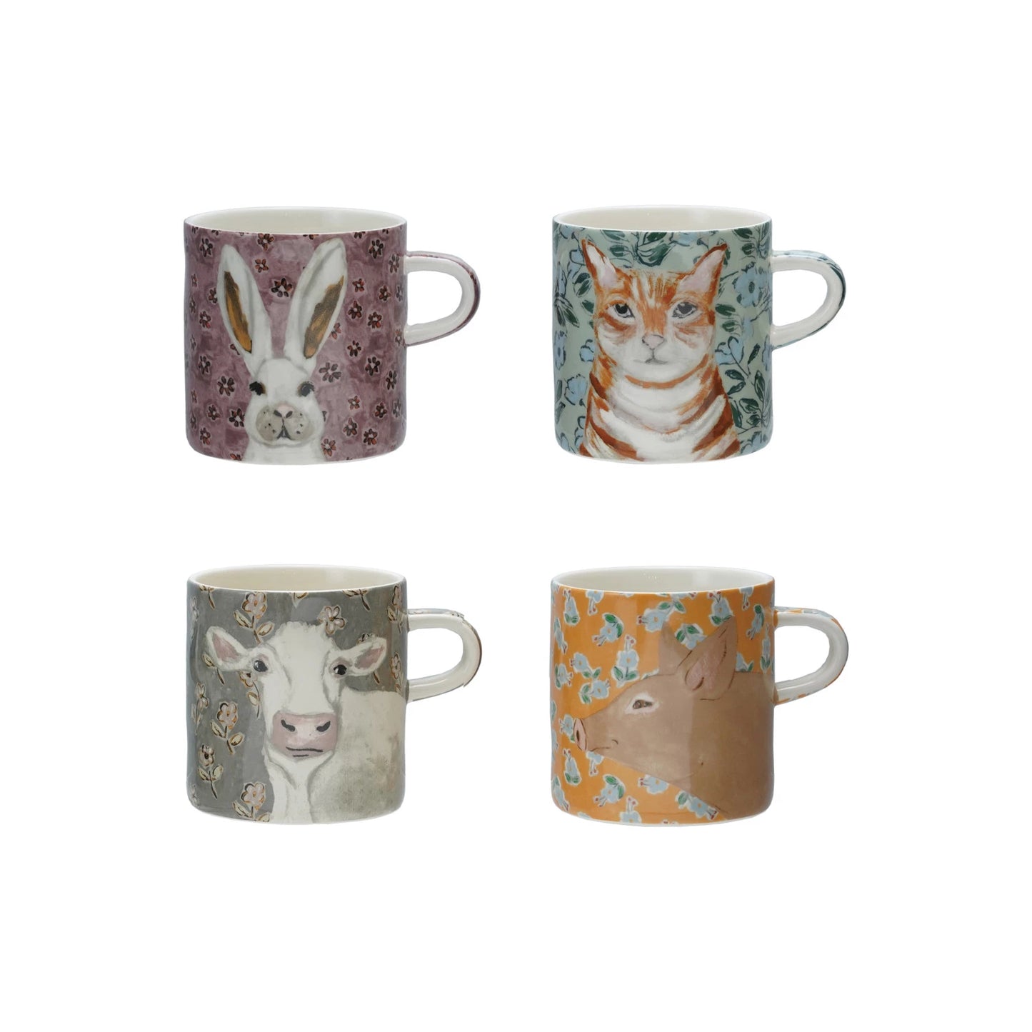 Creative Co-op - Patterned Animal Mug
