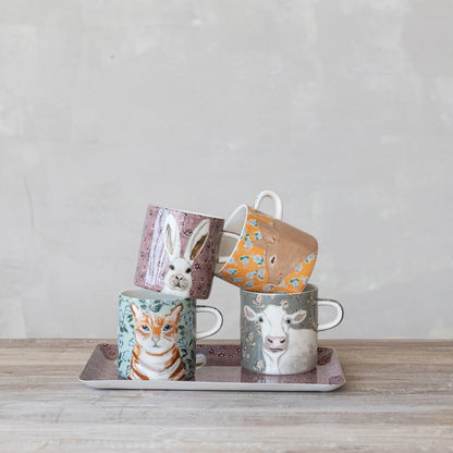 Creative Co-op - Patterned Animal Mug