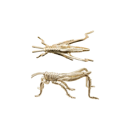 top and side views of gold grasshopper