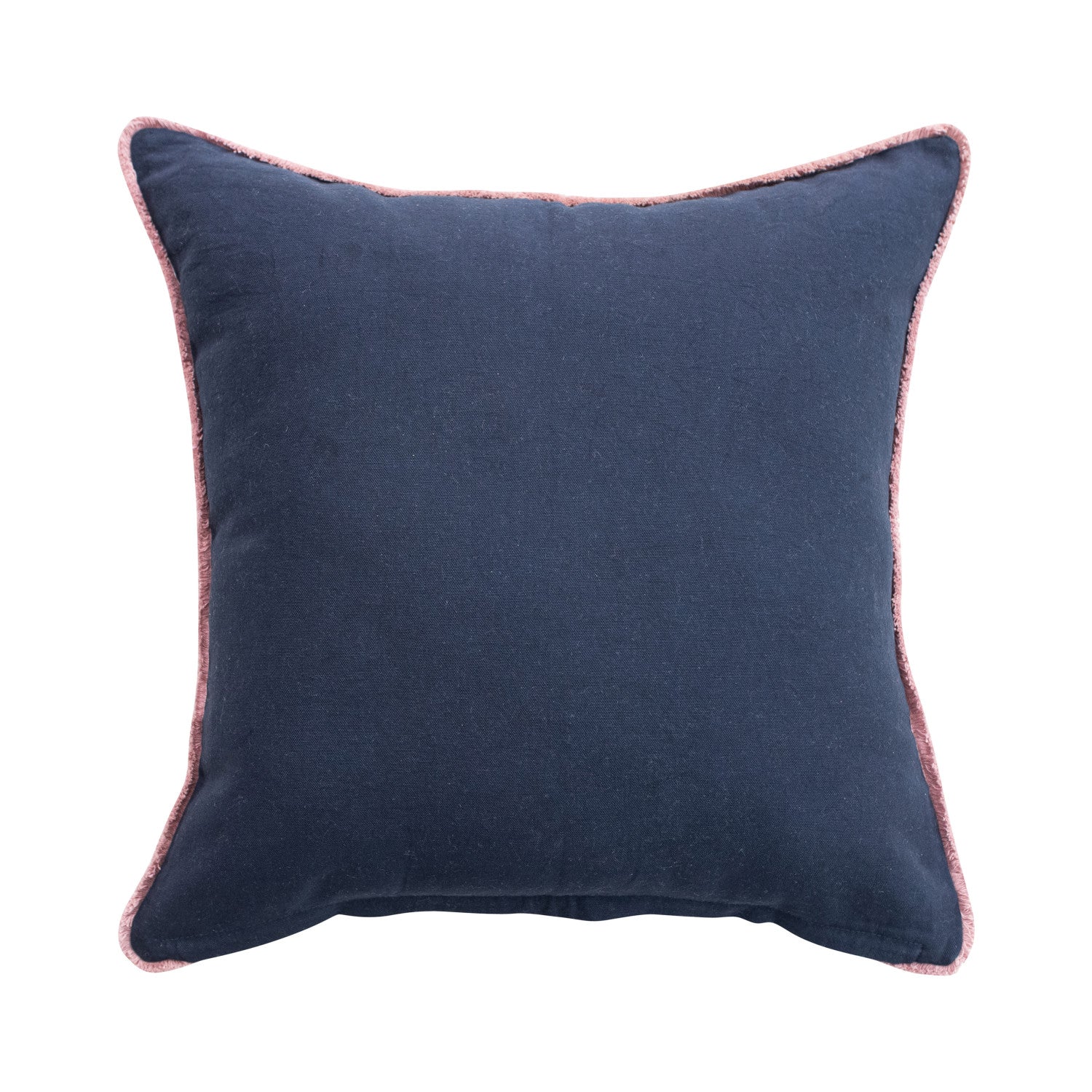 back view of pillow showing solid dark blue color