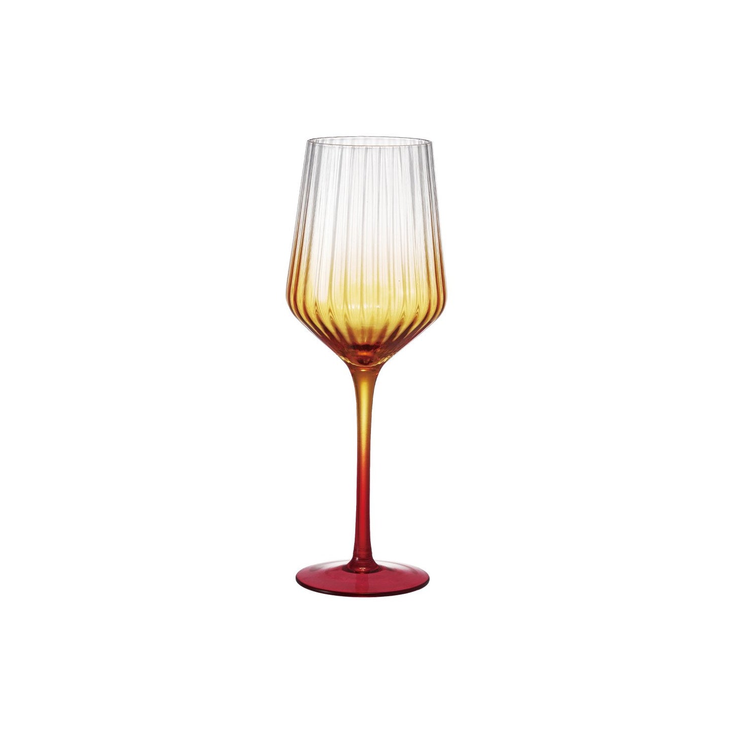 Wine Glass with a gradient color from yellow to red on a white background