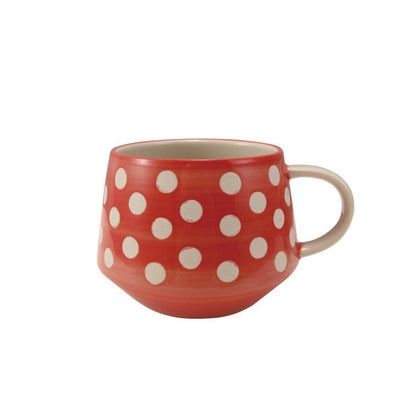 red polka dot mug
