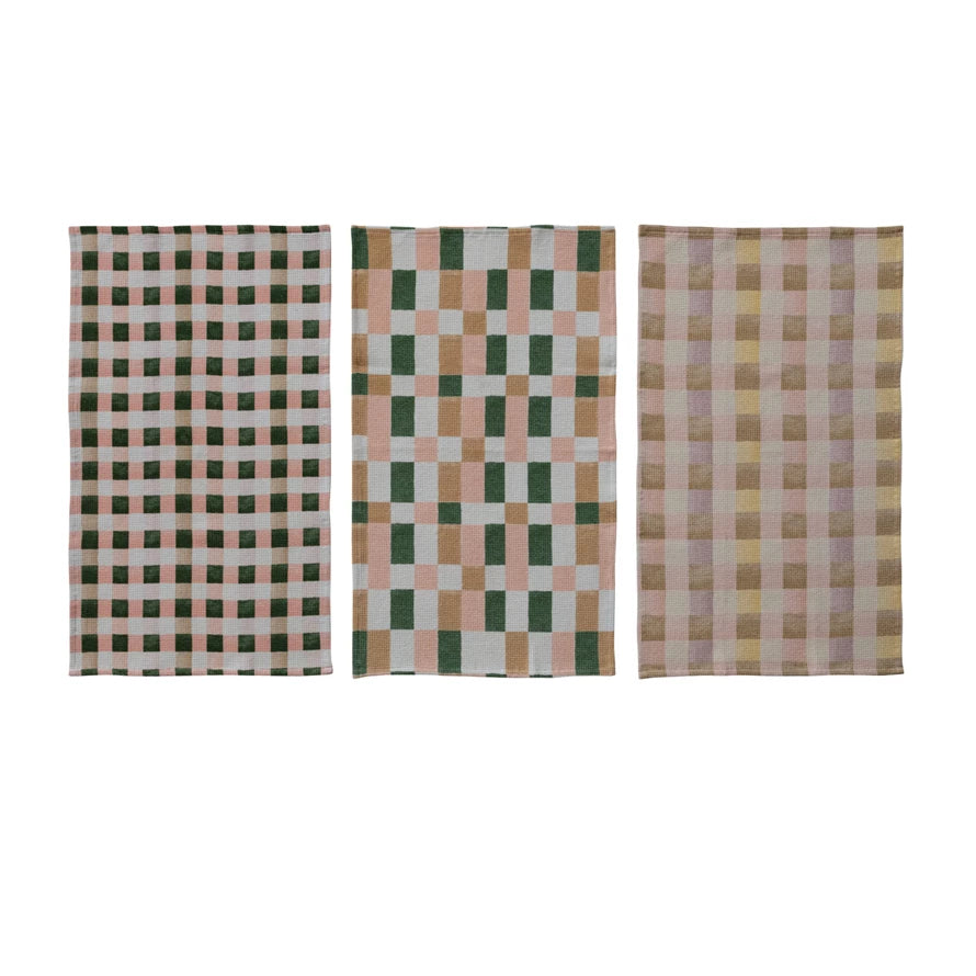 Creative Co-op - Checked Waffle Weave Tea Towel