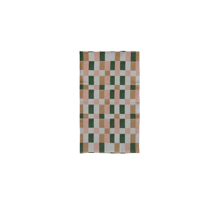 Creative Co-op - Checked Waffle Weave Tea Towel